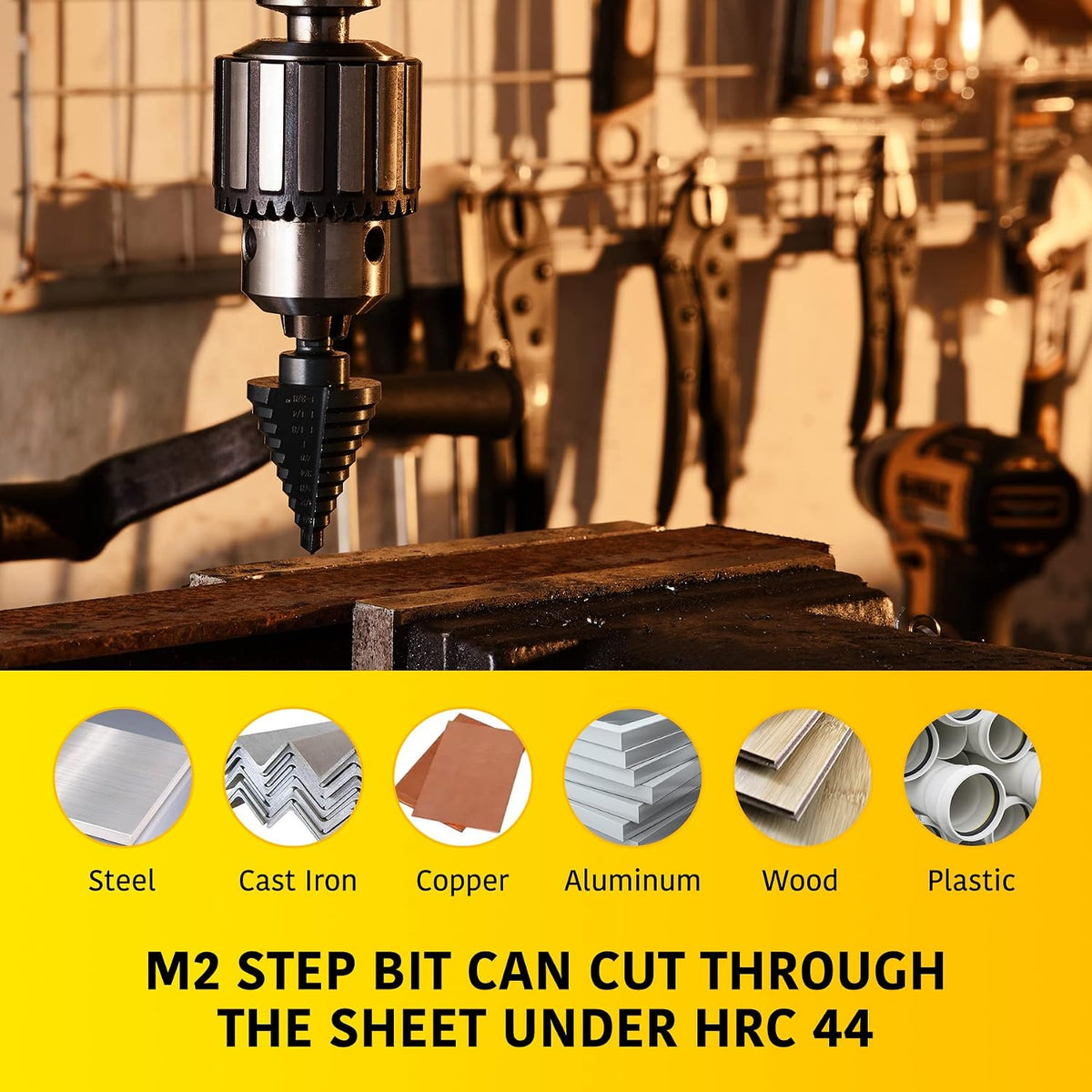 Anfrere 10 Sizes Step Drill Bit for Metal Sheet, 1/4 to 1-3/8 Inches