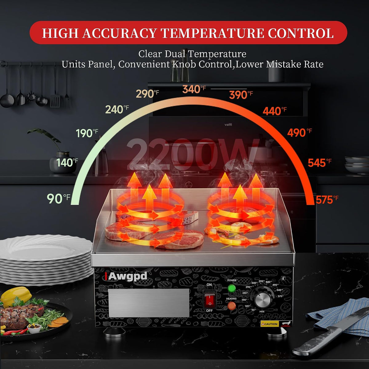 14" Commercial Electric Griddle,Electric Countertop Flat Top Griddle