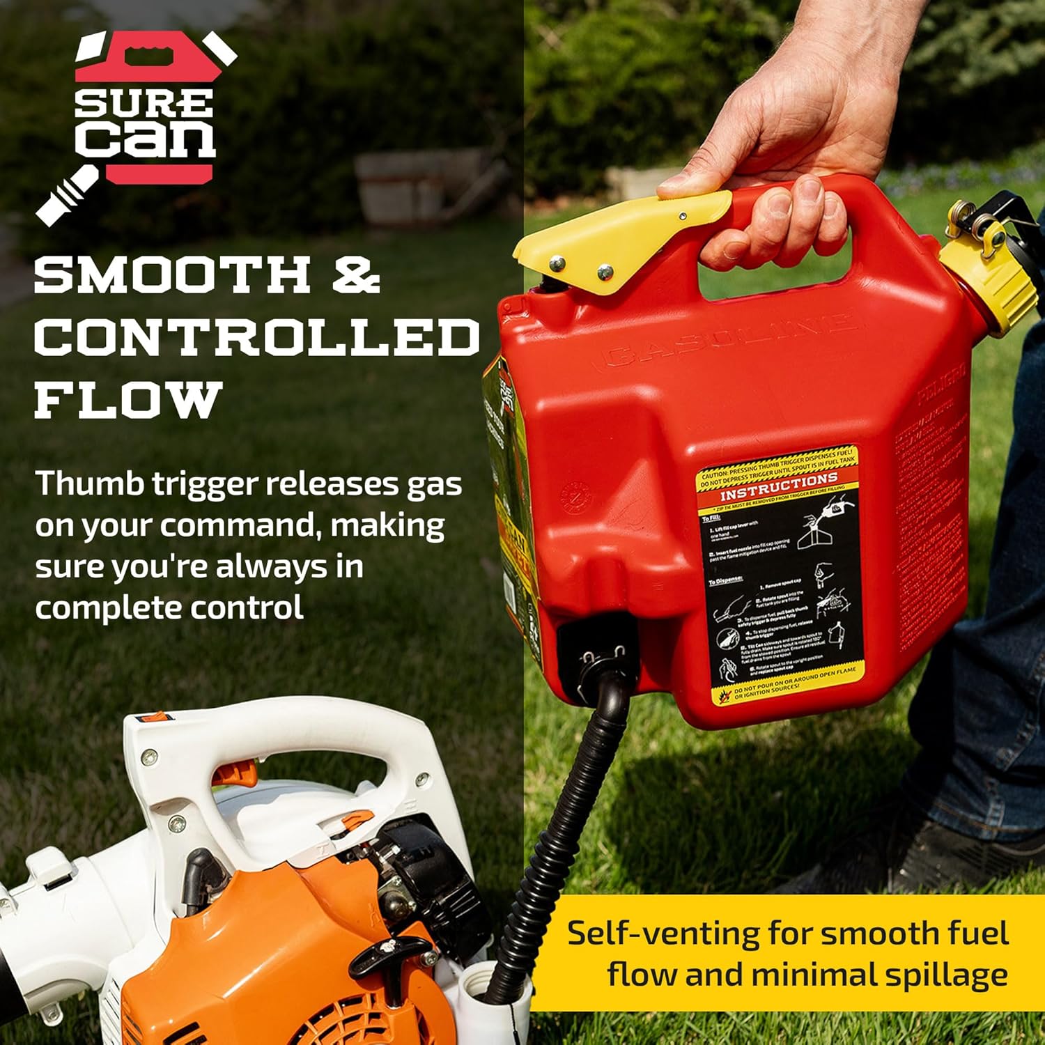 2 Gallon Type-II Safety Container - With a Rotating Spout, Free Spill Design, Self-Venting, & Safety Fill Cap, Your