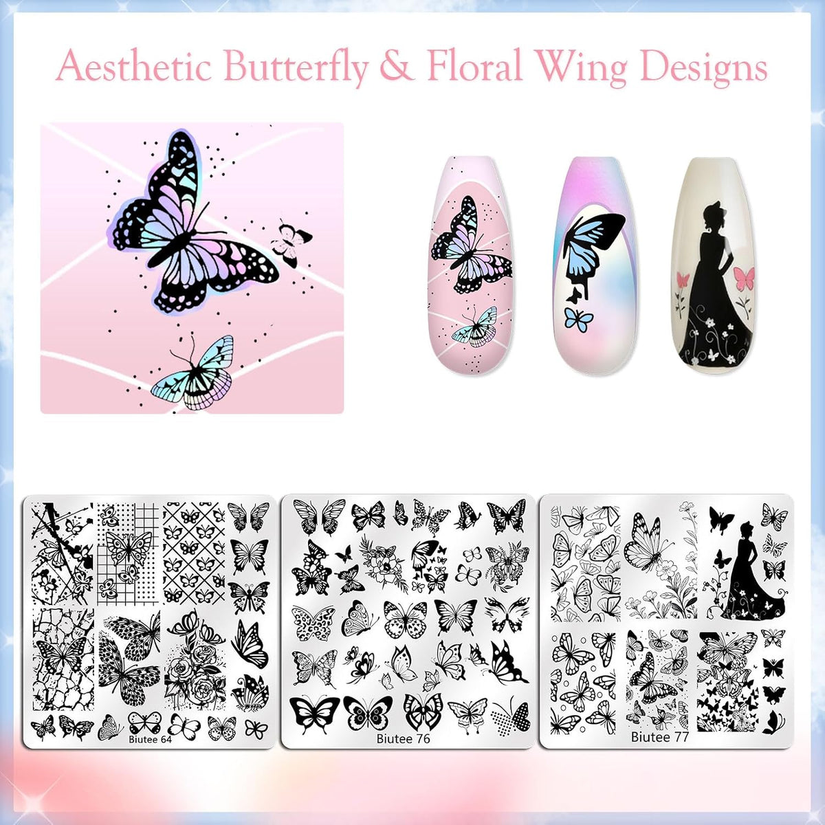 Nail Stamping Plates Set, 15PCS Nail Stamper Kit Lace Nail Stamp