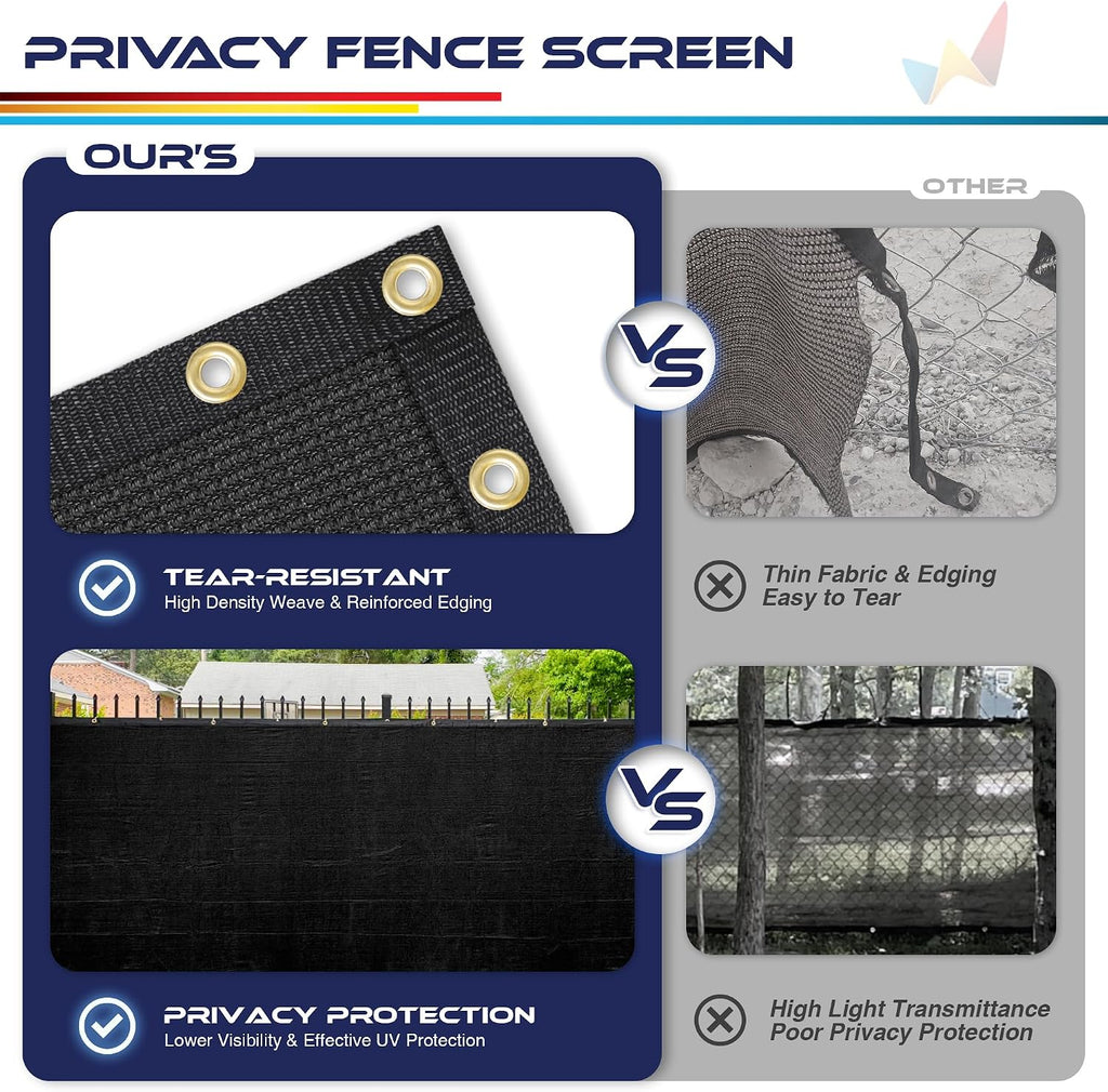 6'x50' Privacy Fence Screen Heavy Duty Windscreen Fencing Mesh Fabric Shade Net Cover for Outdoor Wall Garden Yard