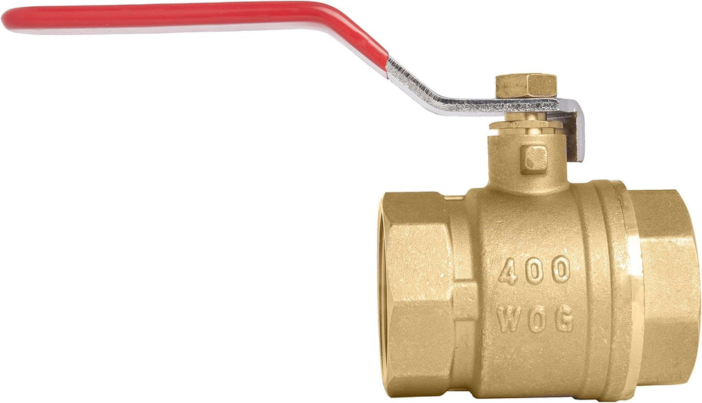 1-1/2" Brass Ball Valve - Standard Port 400WOG, w/Red Handle #CBVBR150UPD