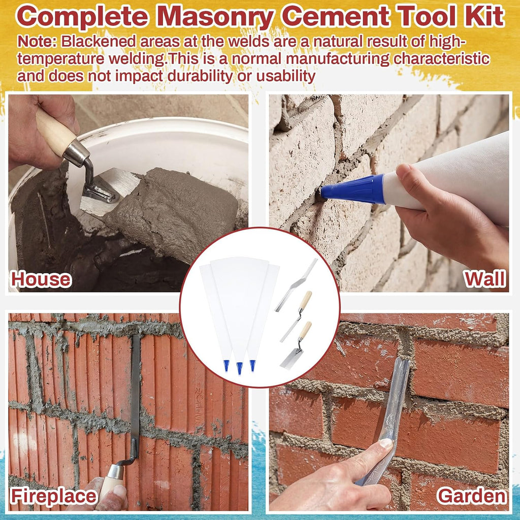 6-Pack Heavy Duty Tile Grout Bag Set, Tear Resistant,Blue | 3 Grout Bags 13" x 24" with Molded Tips, 1 Margin Trowel