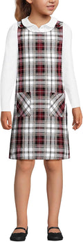 Girls Plaid Button Shoulder Patch Pocket Jumper 12 Garnet/Khaki Plaid