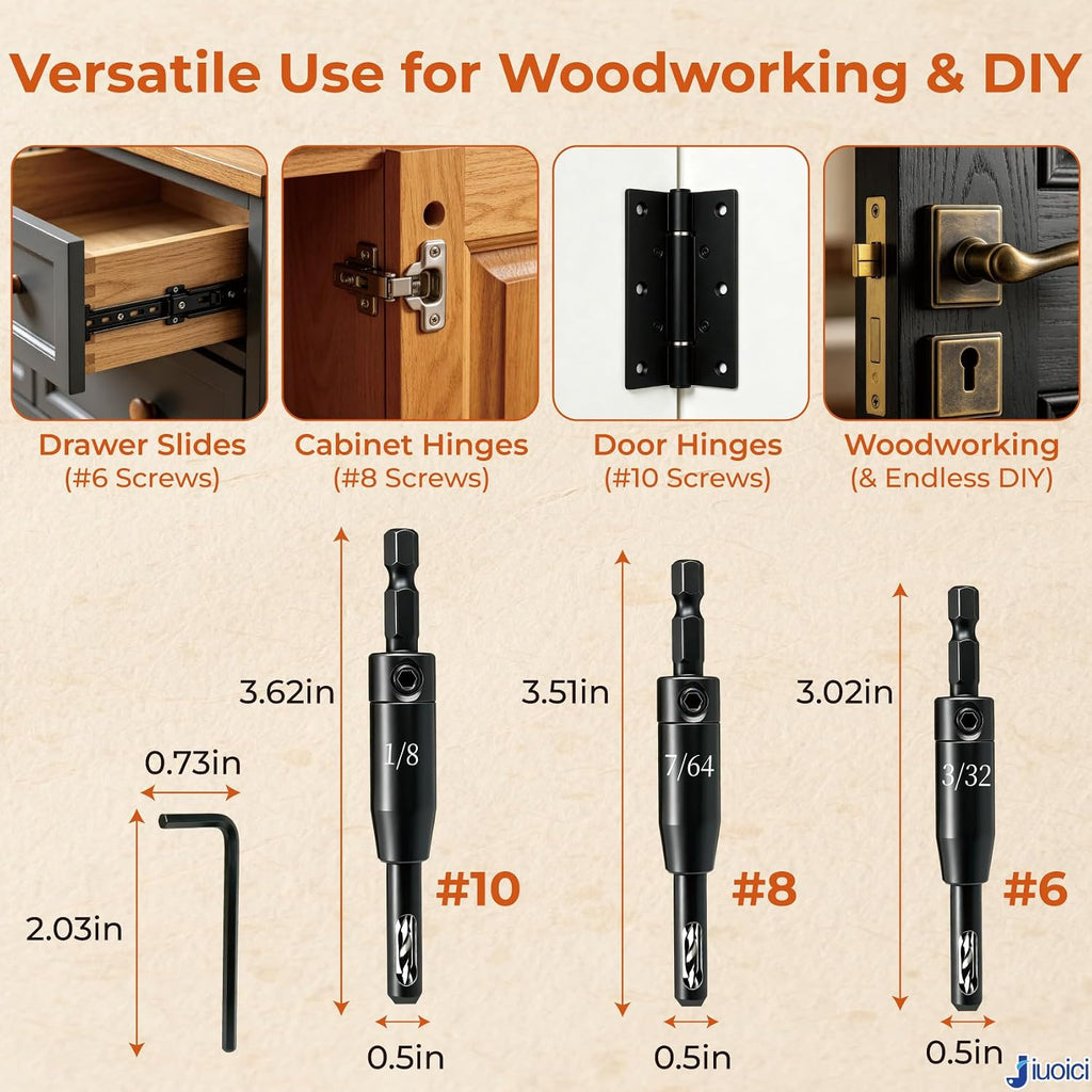 Upgraded Self-Centering Hinge Drill Bit, VIX Bit Set, High Speed Steel