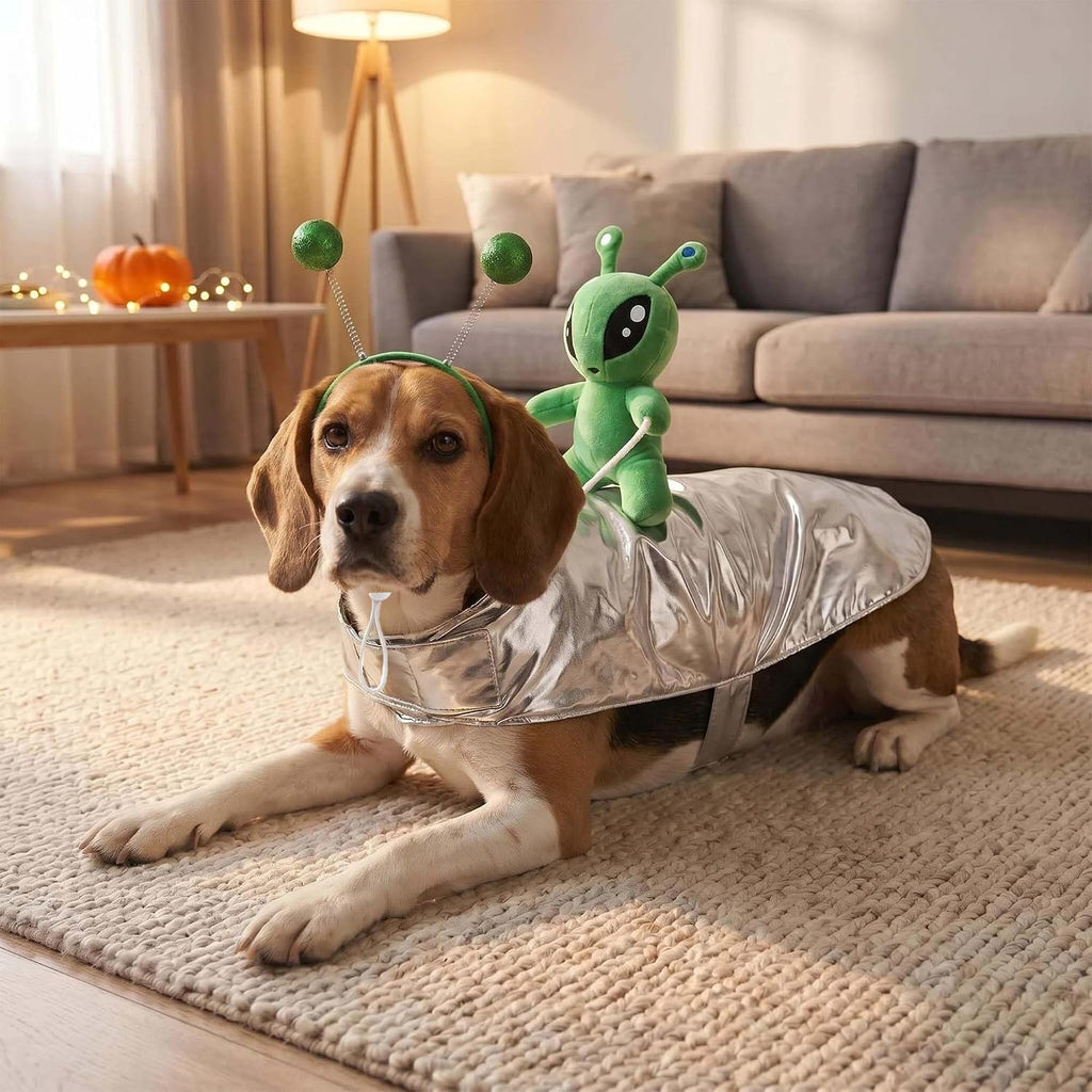 Halloween Alien Dog Costume Outfit Headband for Small Large Dog S