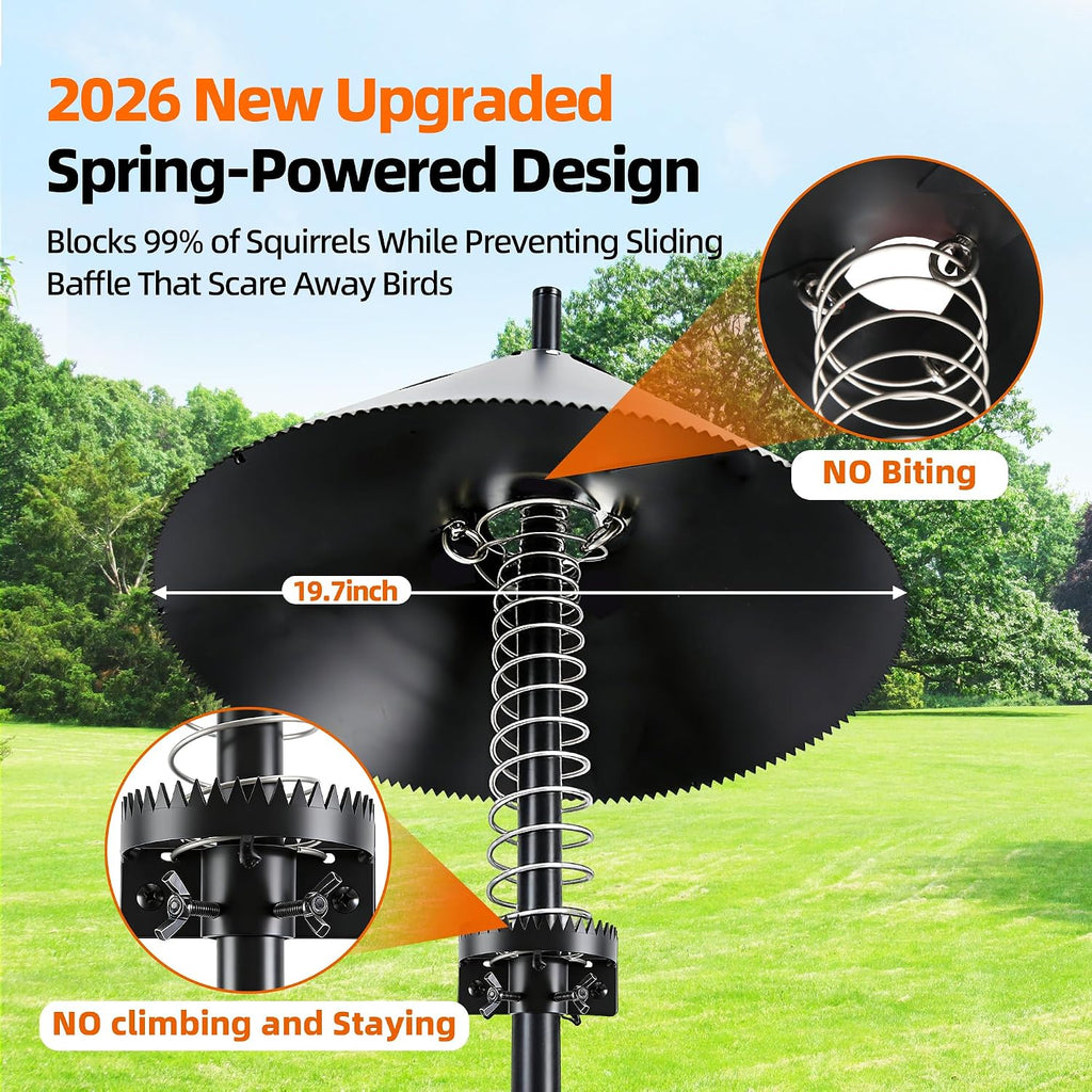 2026 Upgraded Squirrel Baffle for Bird Feeders, 5-Point Stable Structure, Swaying Anti-Climb Design, Fit for