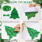 24 Christmas Tree Craft Kit with Buttons, Green