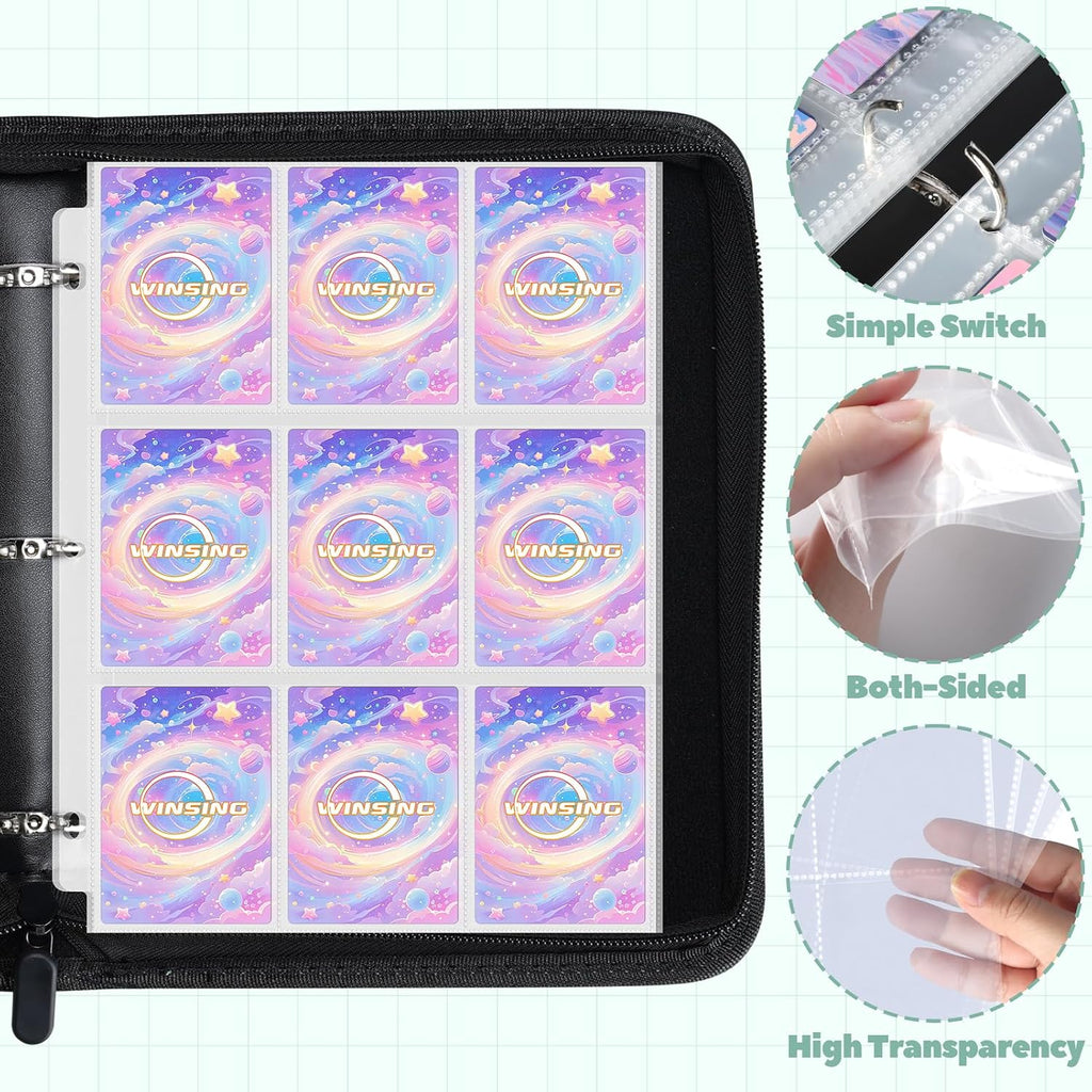 9 Pocket Trading Card Binder, 900 Card Capacity, Pink