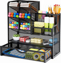 Mesh Pen Holder for Desk, Multi-Functional Pencil Organizer with Drawer, Desk Organizers and Accessories for Office
