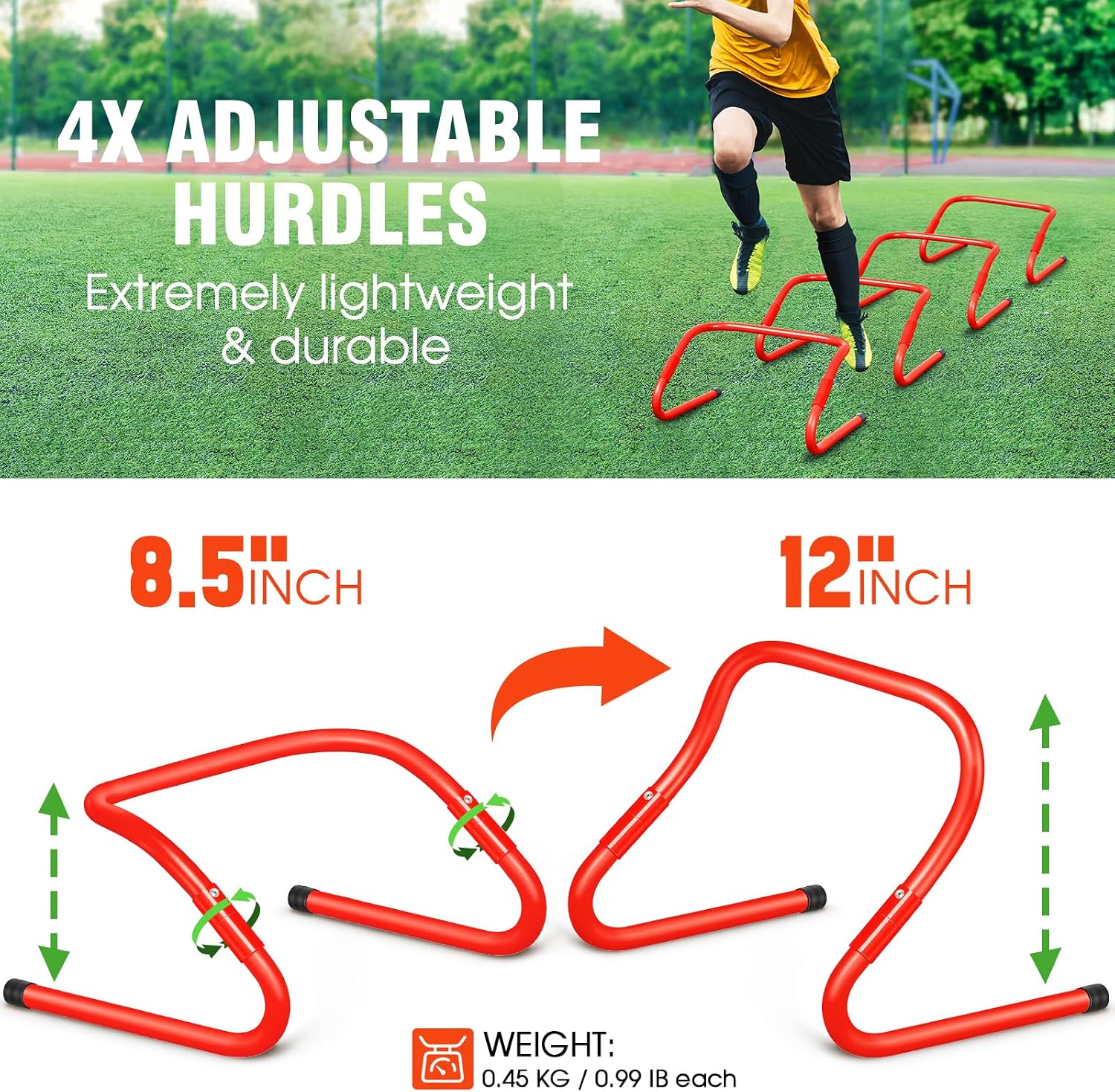 Agility Ladder Speed Training Equipment Set-20ft Agility Ladder,12 Soccer Cones,4 Hurdles, Jump Rope, Running