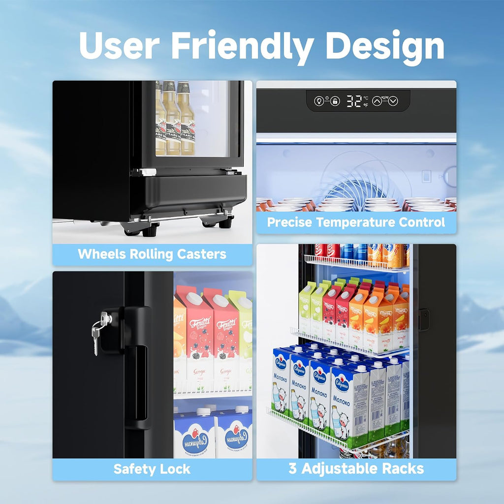 6 Cu.Ft Commercial Beverage Fridge with Glass Door