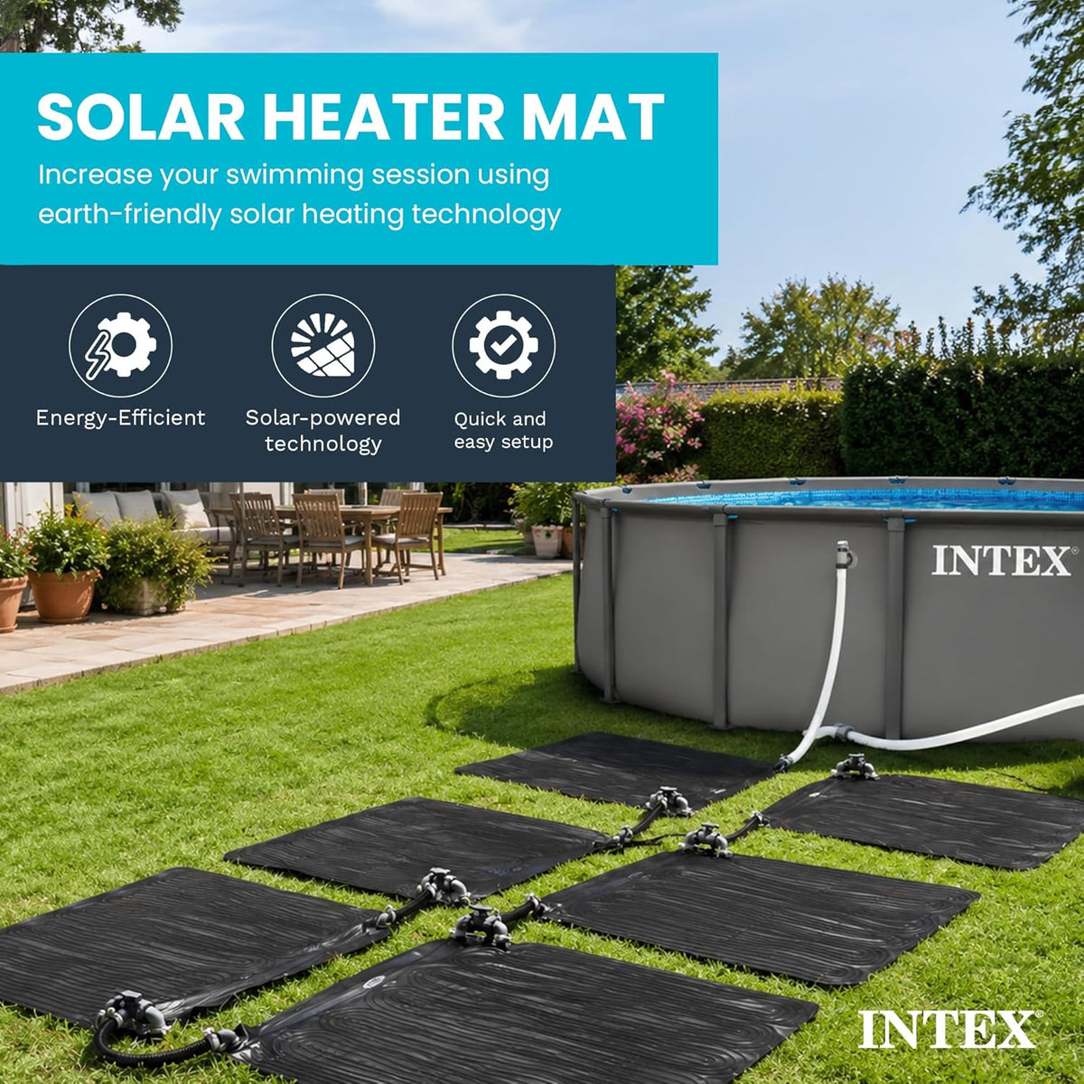47"x47" Solar Pool Water Heater Mat for 8,000 Gallon Above Ground Swimming Pool with Hose Attachment 2 Adaptors and