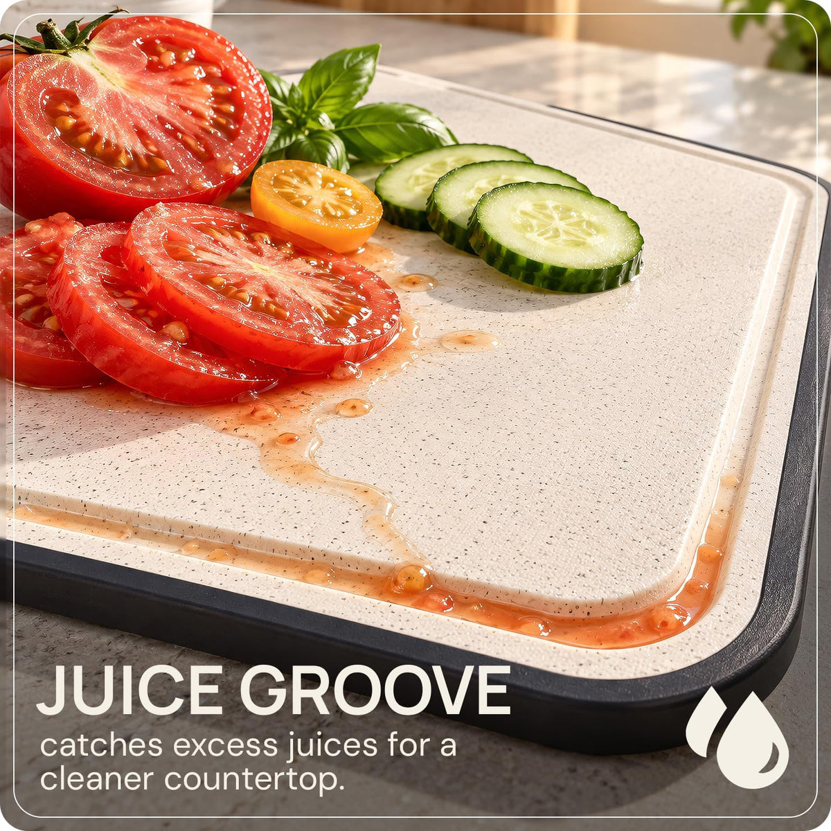 Titanium Cutting Board Double Sided, Heavy Duty Chopping Board with Cut Resistant Gloves, 5 Finger Guards & Thumb
