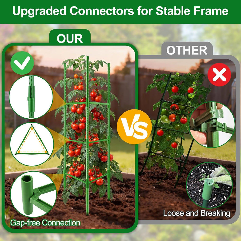 3 Pack Tomato Cages for Garden, Up to 51 Inch Tomato Trellis for Raised Garden Bed, Plant Stakes for Pots, Durable