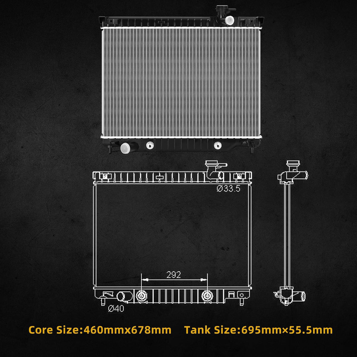 DWVO Complete Radiator Compatible with 02-09 Chevy Trailblazer 4.2L L6，2458