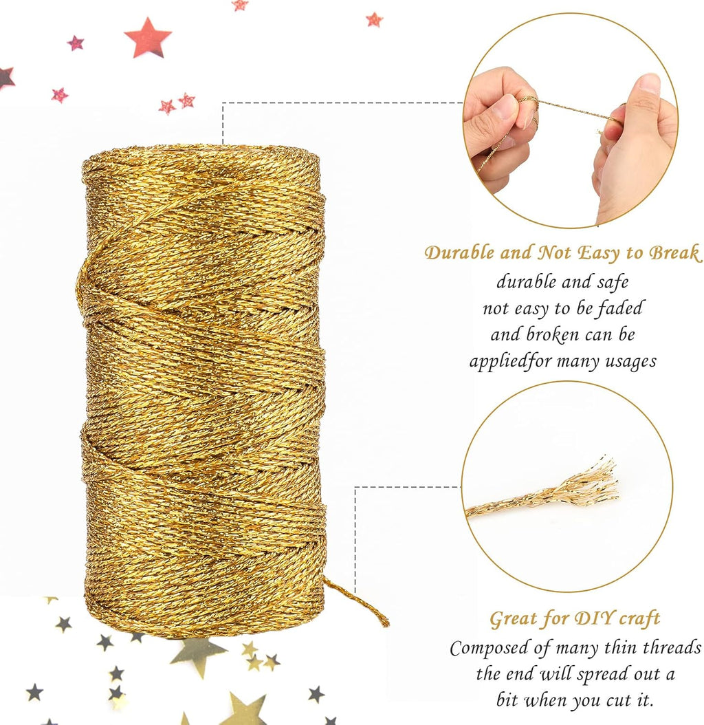 110Yards Decorative Metallic Bakers String, Gold Wrapping Twine