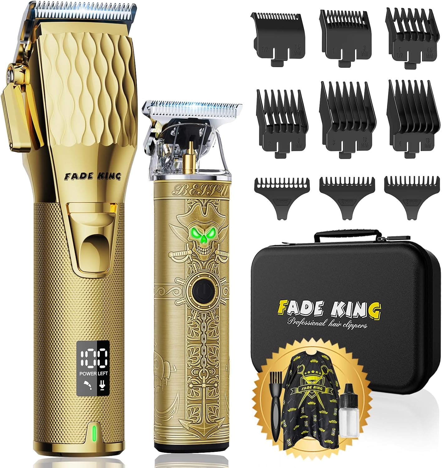 Professional Hair Clippers for Men, Cordless Clipper & Trimmer Kit | 7000RPM High-Speed Motor, Barber-Grade Fade