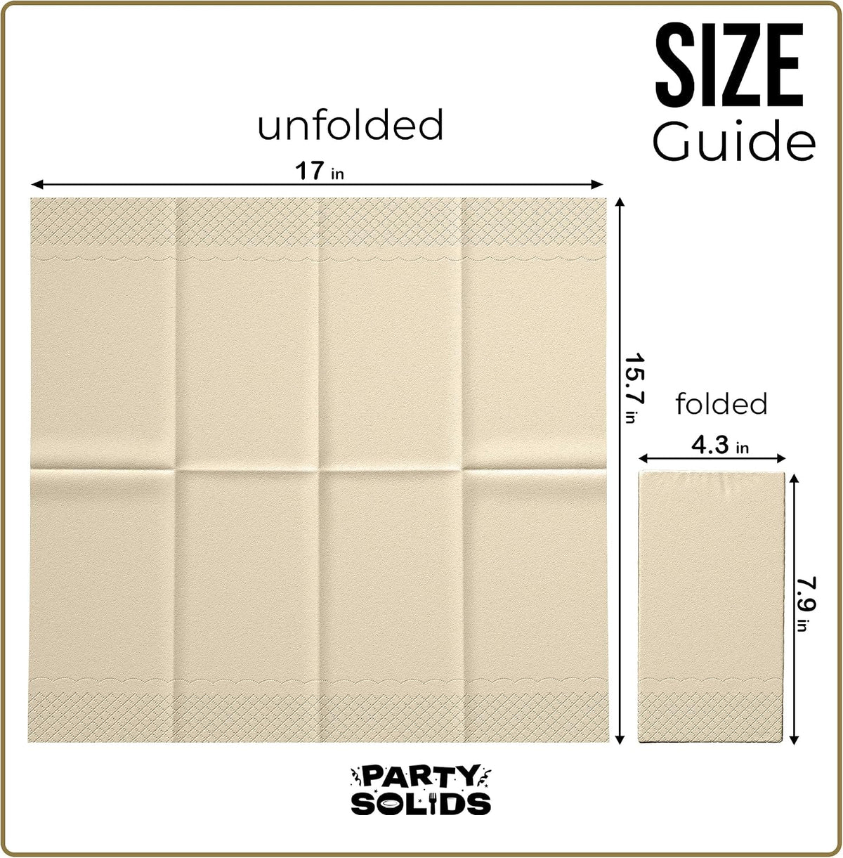 Ivory Dinner Napkins Disposable 8"x4" Paper Napkins 120 Pcs