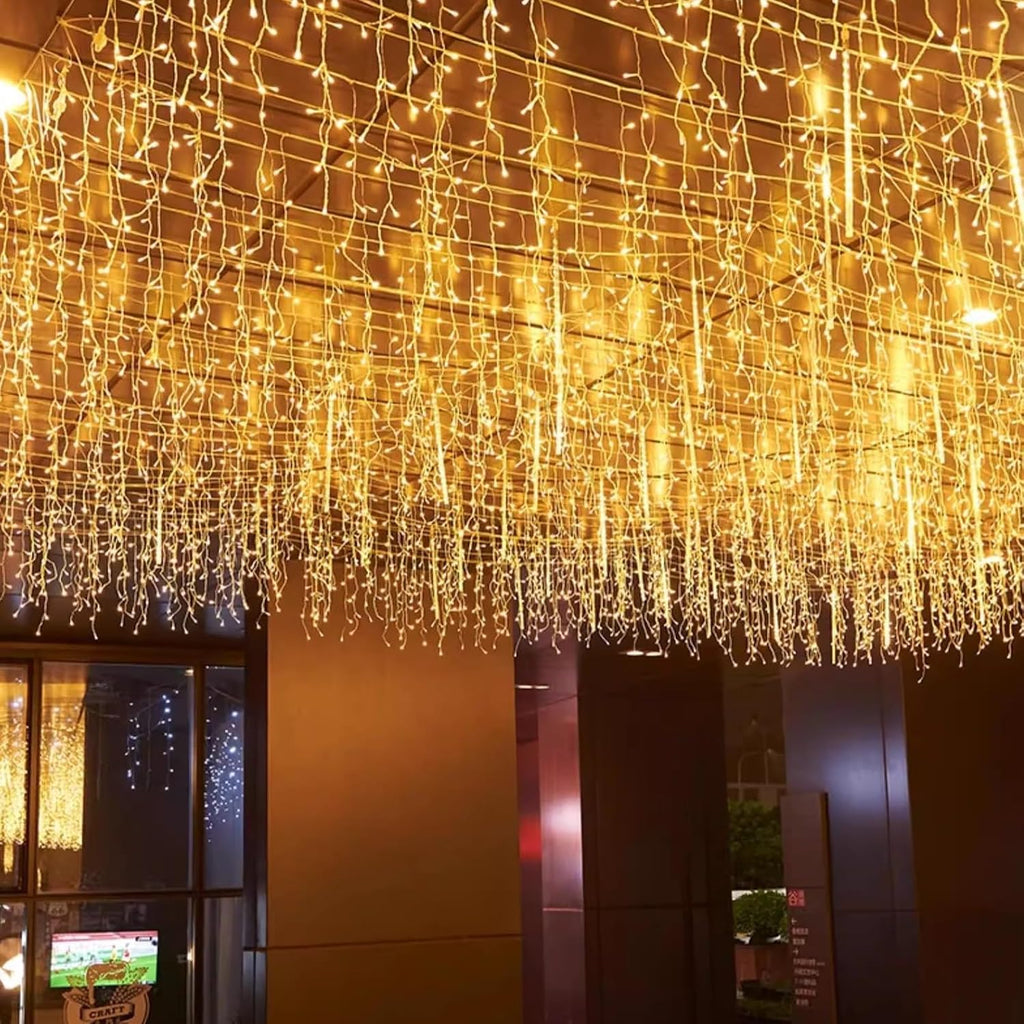 Icicle Christmas Lights, 16.4 FT 120 LEDs 8 Modes, Hanging Twinkle Connectable Memory Fairy Curtain String Lights for