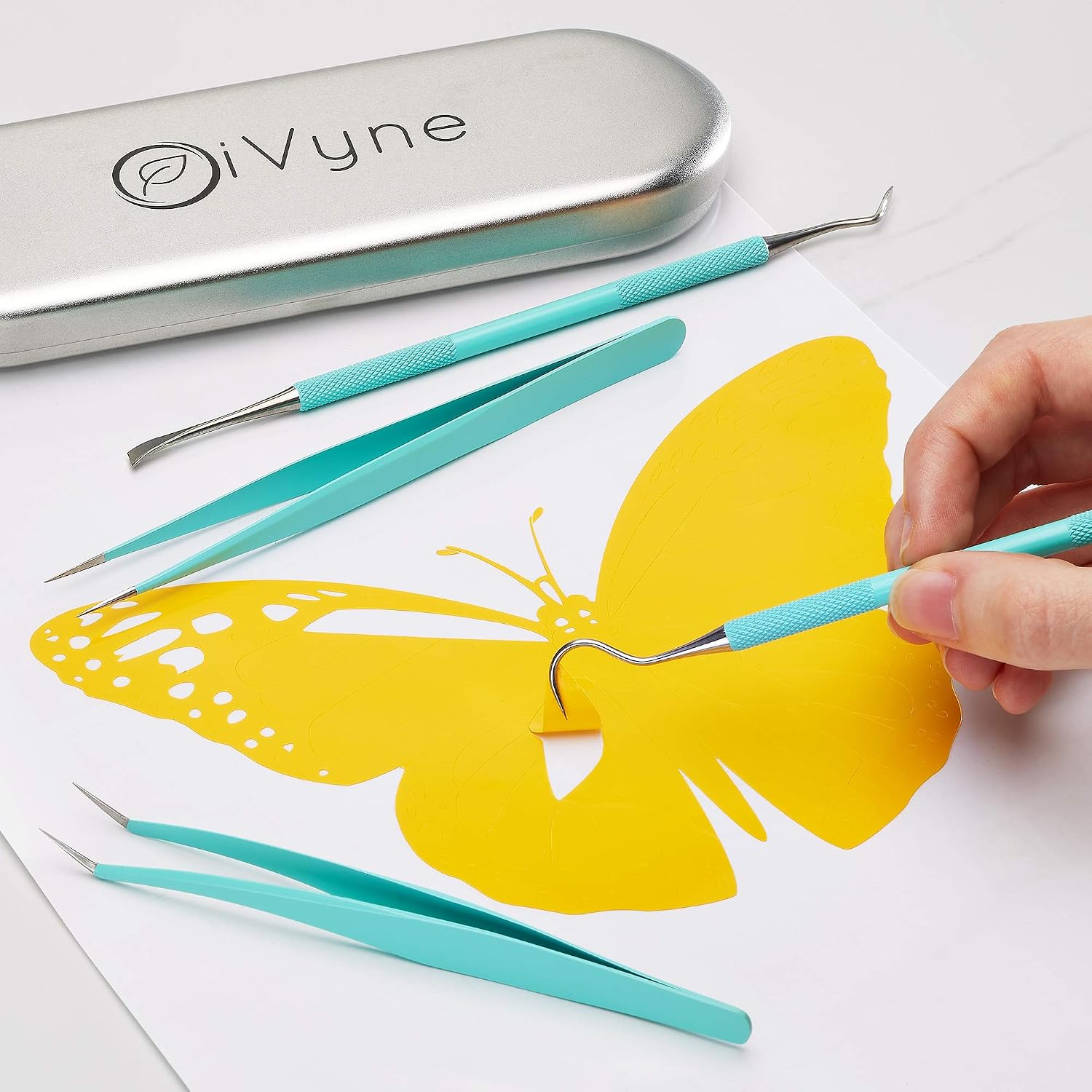 Premium Vinyl Weeding Tool Kit - Precision Stainless Steel Weeder - Hook and Pick with Fine Tweezers Crafting Set