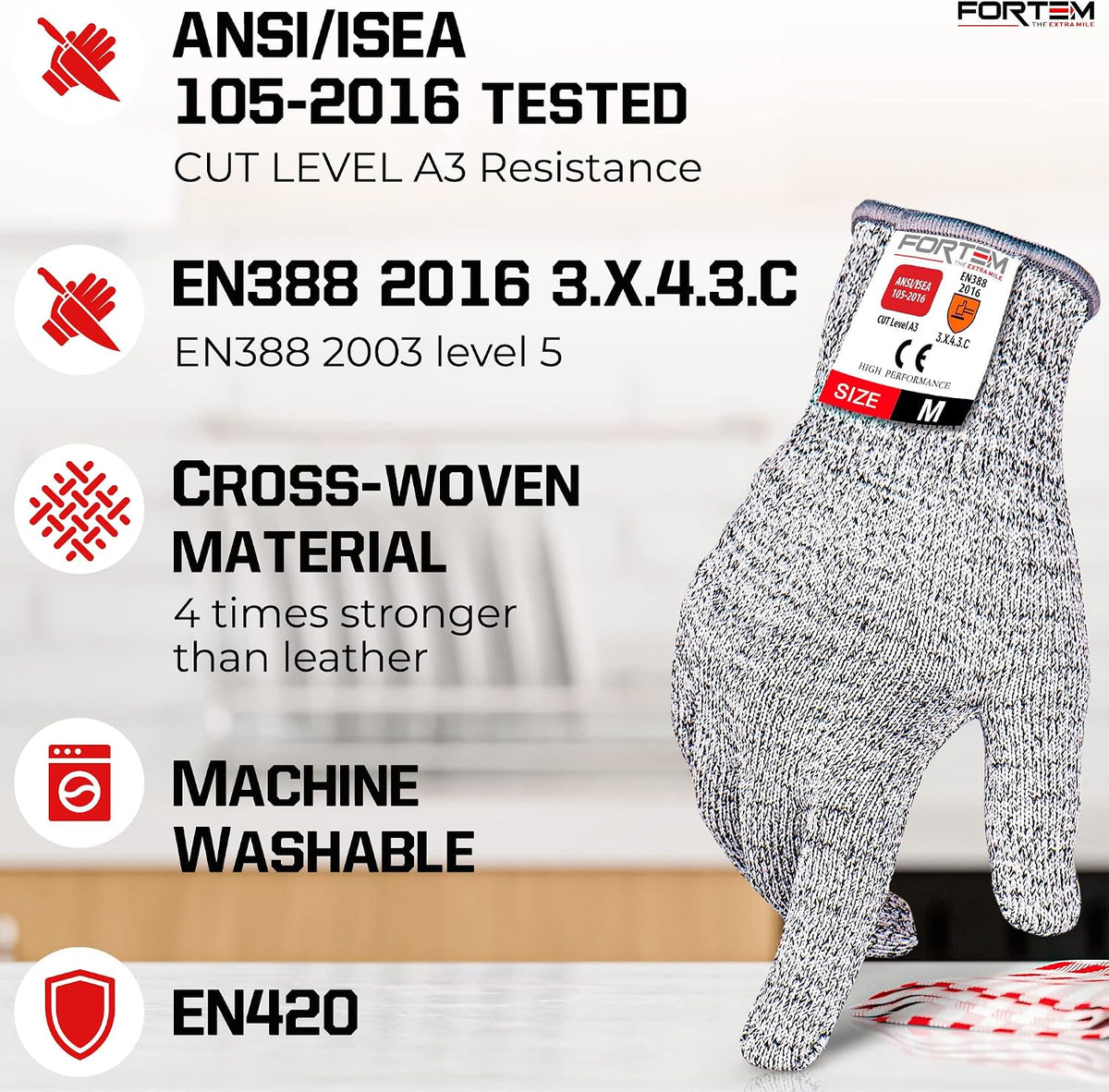 Cut Resistant Gloves - Level 5 Protection, ANSI 100% Food Grade