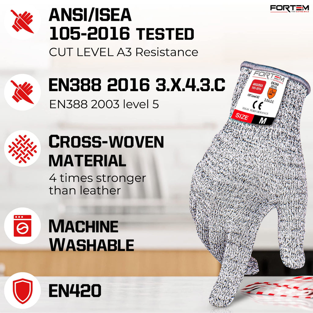 Cut Resistant Gloves - Level 5 Protection, ANSI 100% Food Grade