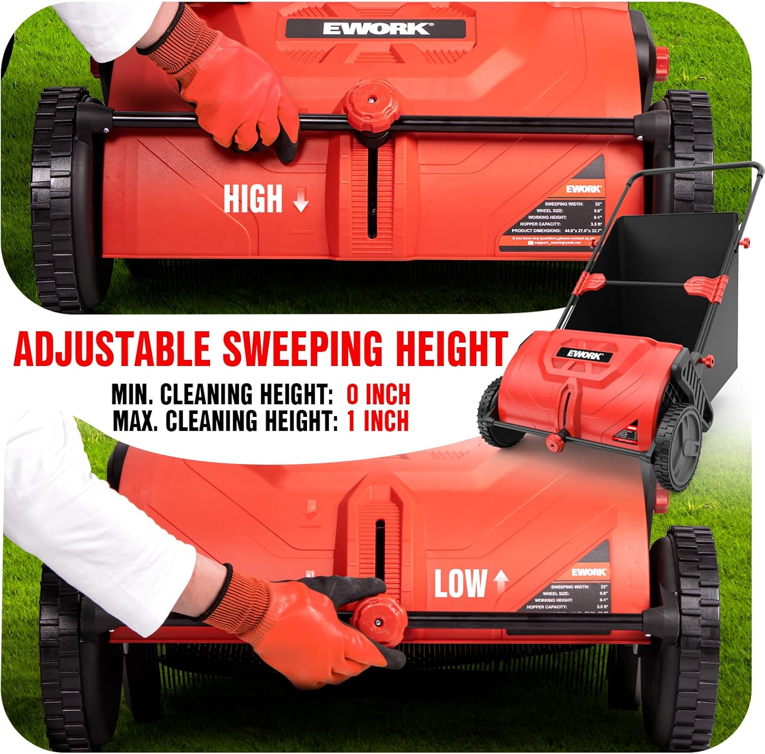Push Lawn Sweeper 26-Inch with 3.5 cu.ft. Hopper Bag for Yard Clean