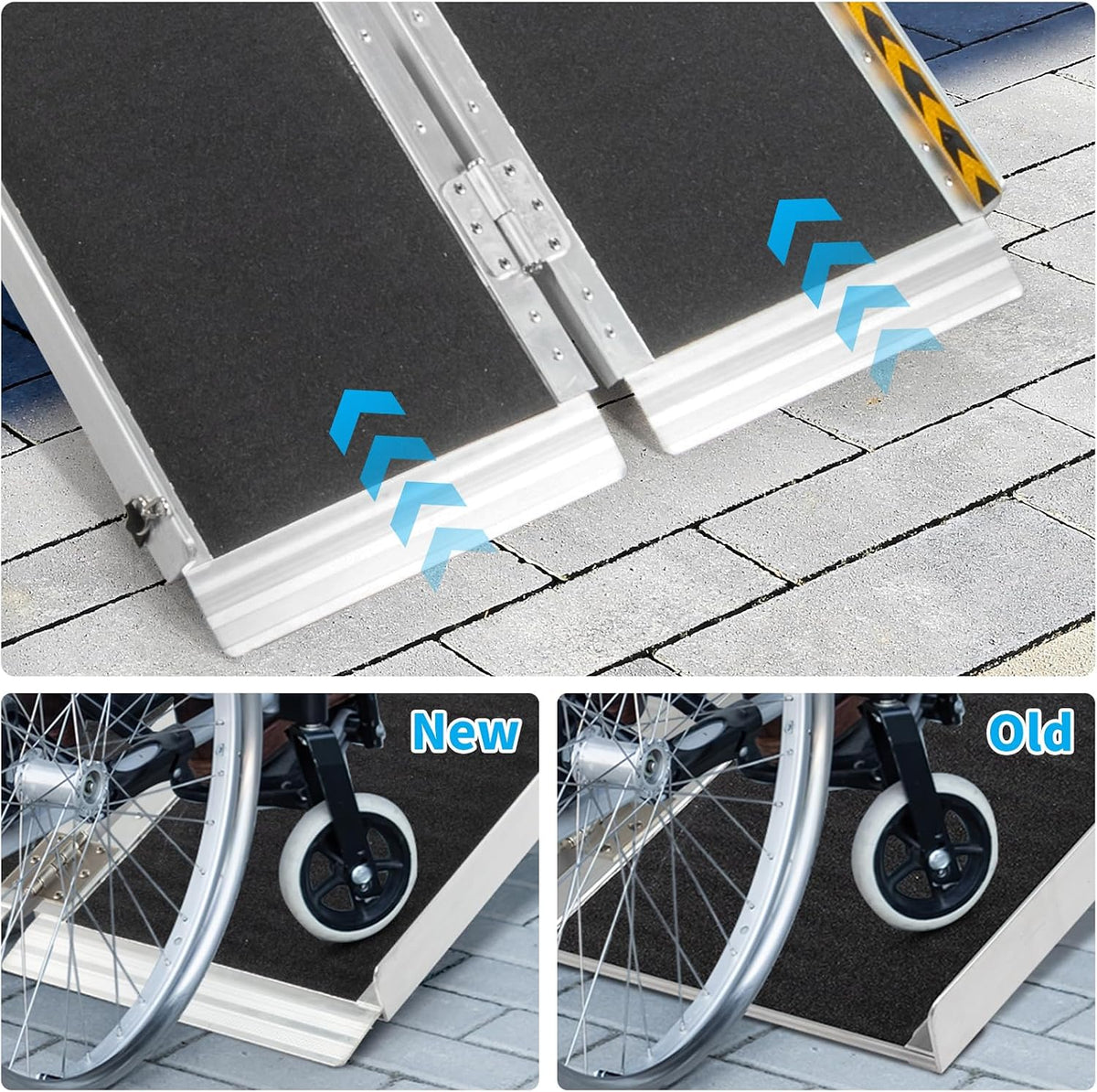10FT Portable Wheelchair Ramp, Non-Slip Aluminum Folding Handicap Ramp,600 LBS Capacity Door Threshold Ramps for Home
