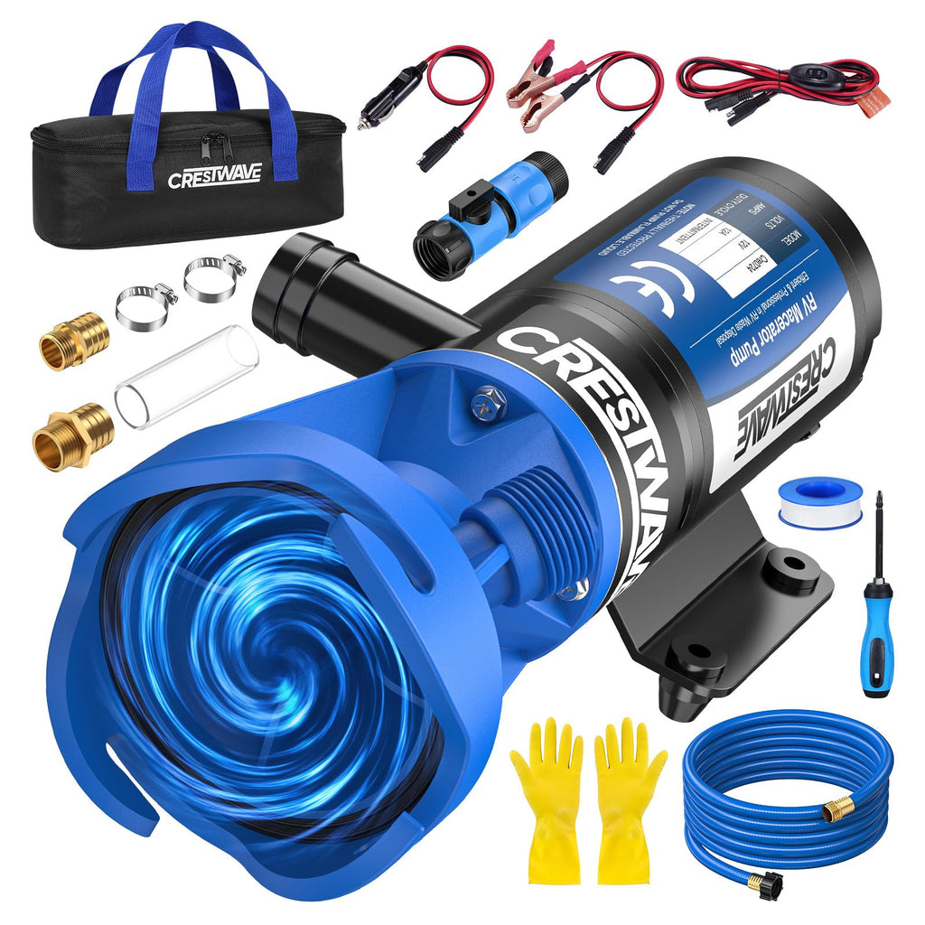 CrestWave Macerator Pump Kit for RV Boat, Campers Gray Water Solution 12V