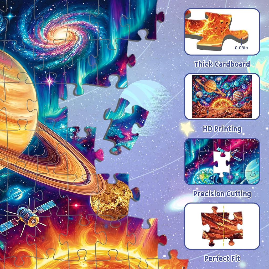 Puzzles for Kids Ages 6-8 8-10, 200 Piece Jigsaw Puzzles for Kids and Adults - Solar System Planets, Learning