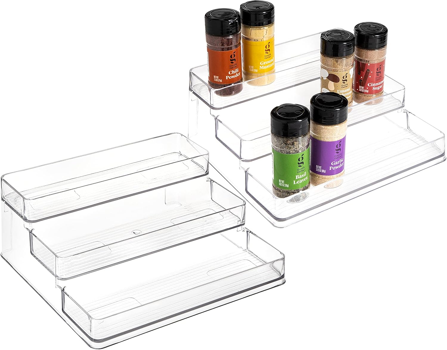 3-Tier Spice Rack Organizer - Versatile Storage Shelf for Kitchen, Bathroom, Bedroom & Office, Set of 2, Clear