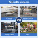 Stainless Steel Table for Prep & Work with Caster Wheels 24x48 Inches, NSF Metal Commercial Kitchen Heavy Duty Table