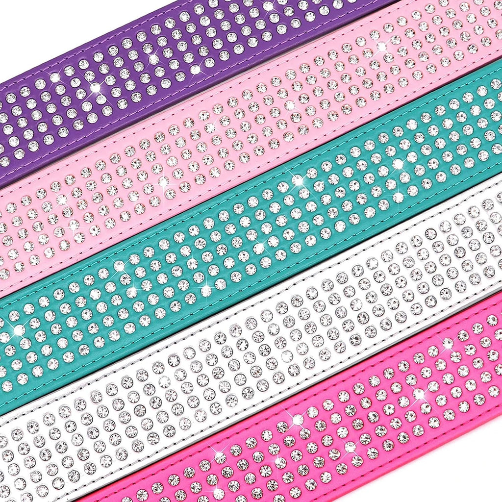 Rhinestones Dog Collars-2" Wide Crystal Diamonds Studded Collar