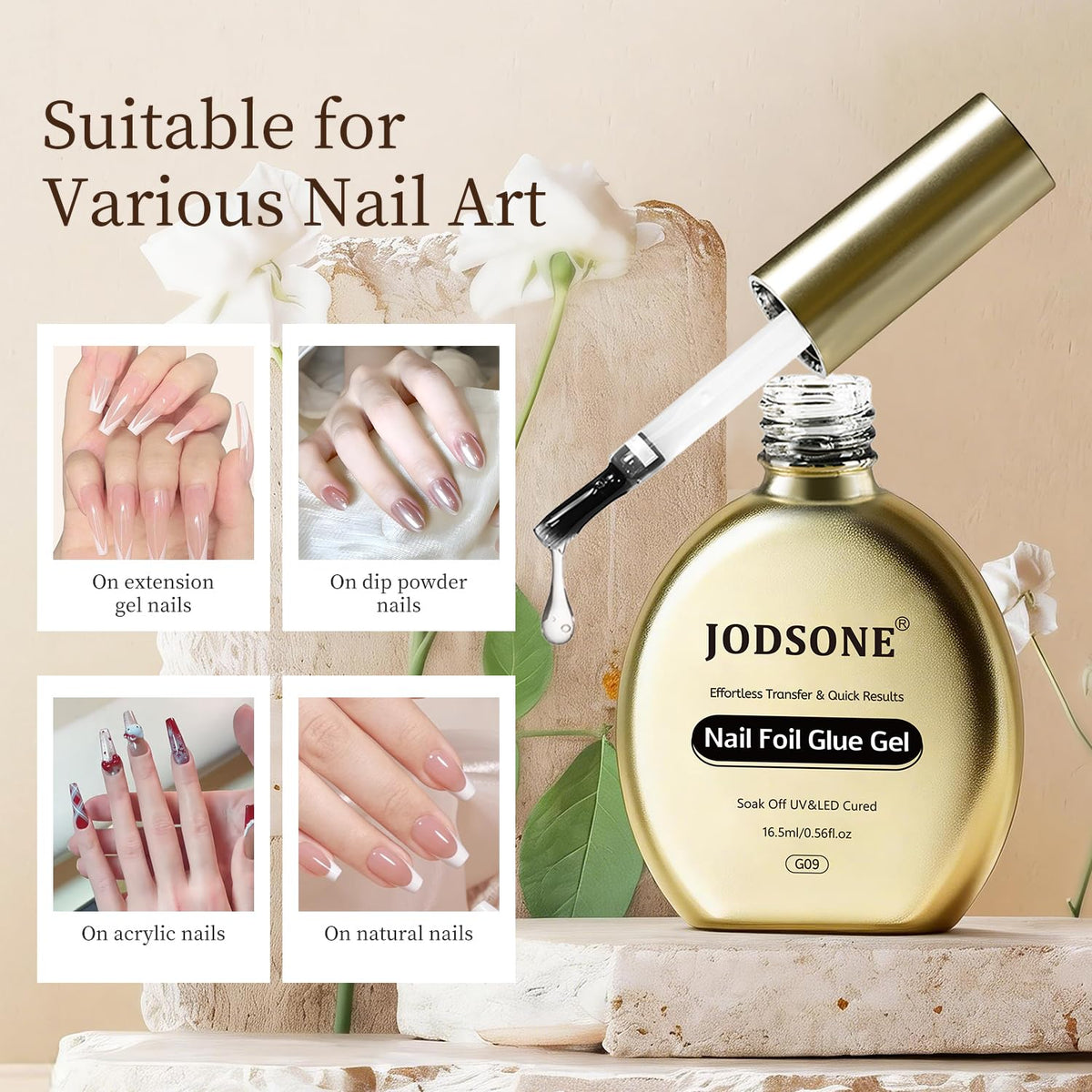 Nail Foil Glue 16.5ml, Hema-free Foil Transfer Gel, High Adhesion