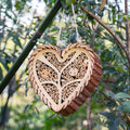 Mason Bee House, Heart-Shaped Wooden Bee House with Bamboo Tubes, Nesting Aid for Wild Bees, Natural Hanging Habitat