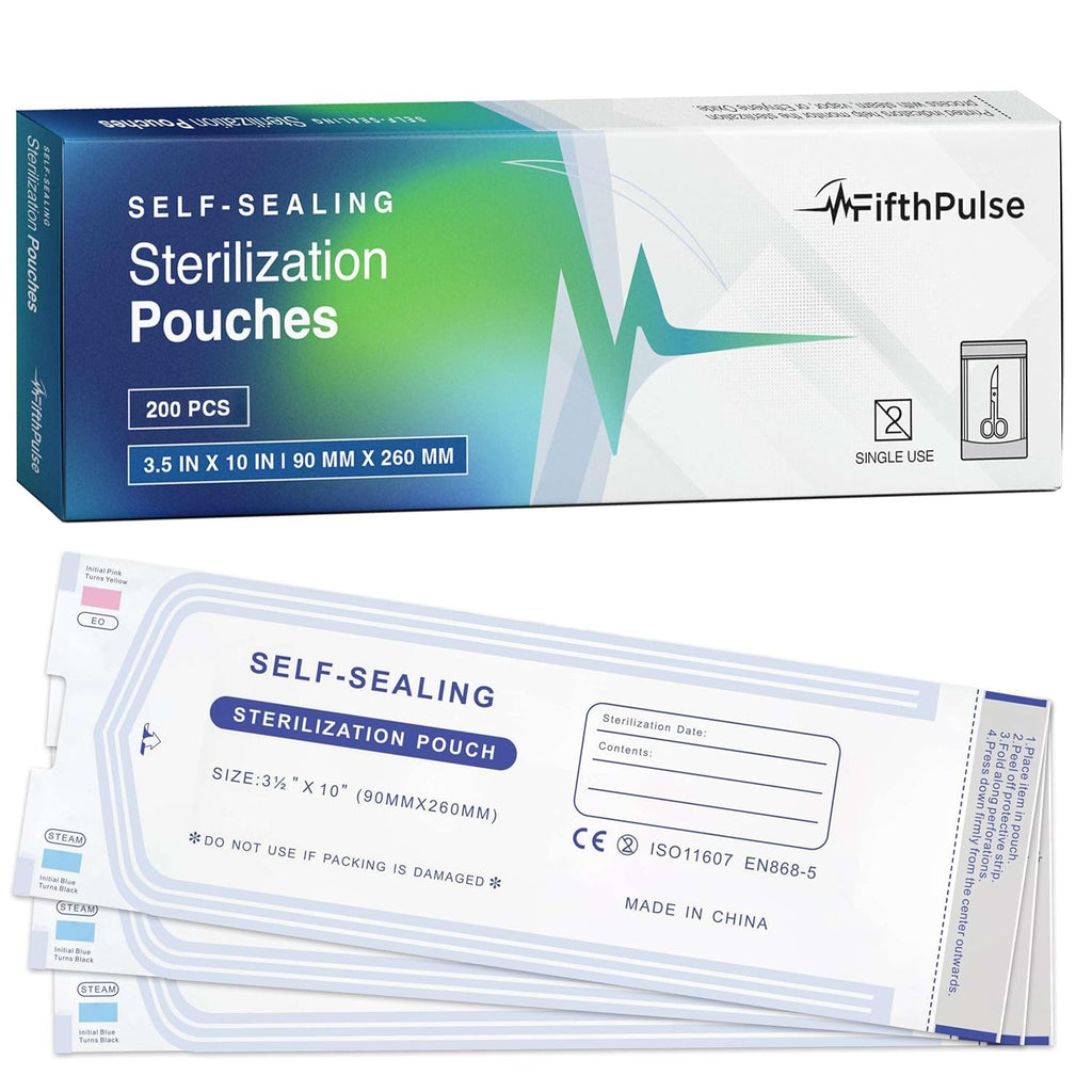 Self Seal Sterilization Pouches 3.5 x 10-50 Disposable Sterilizers for Cleaning Tools and Dental Offices