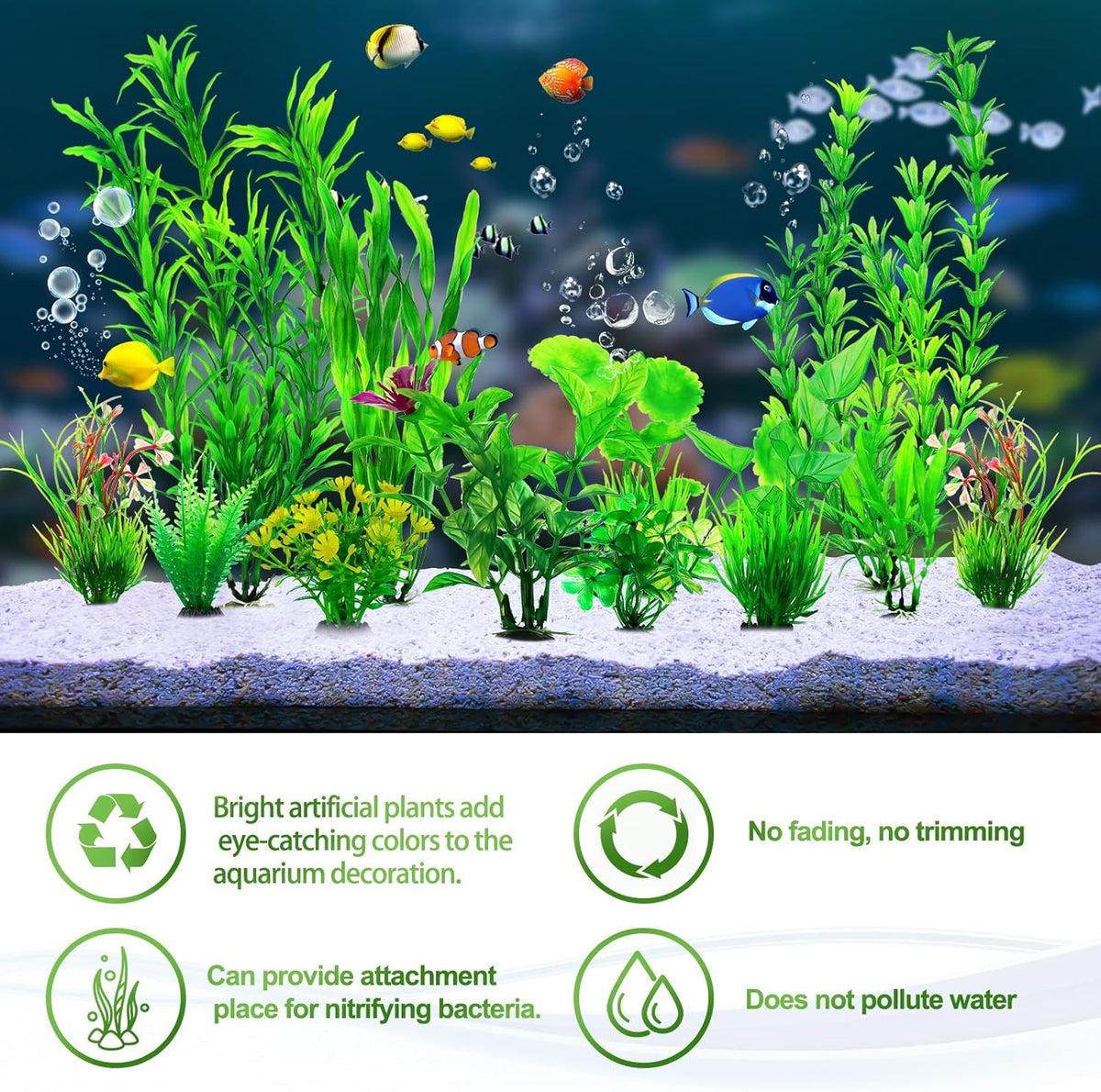 12pcs Fish Tank Accessories Aquarium Decorations Green Plants, Green Fish Tanks Decoration Plants, Fish Tank Decor