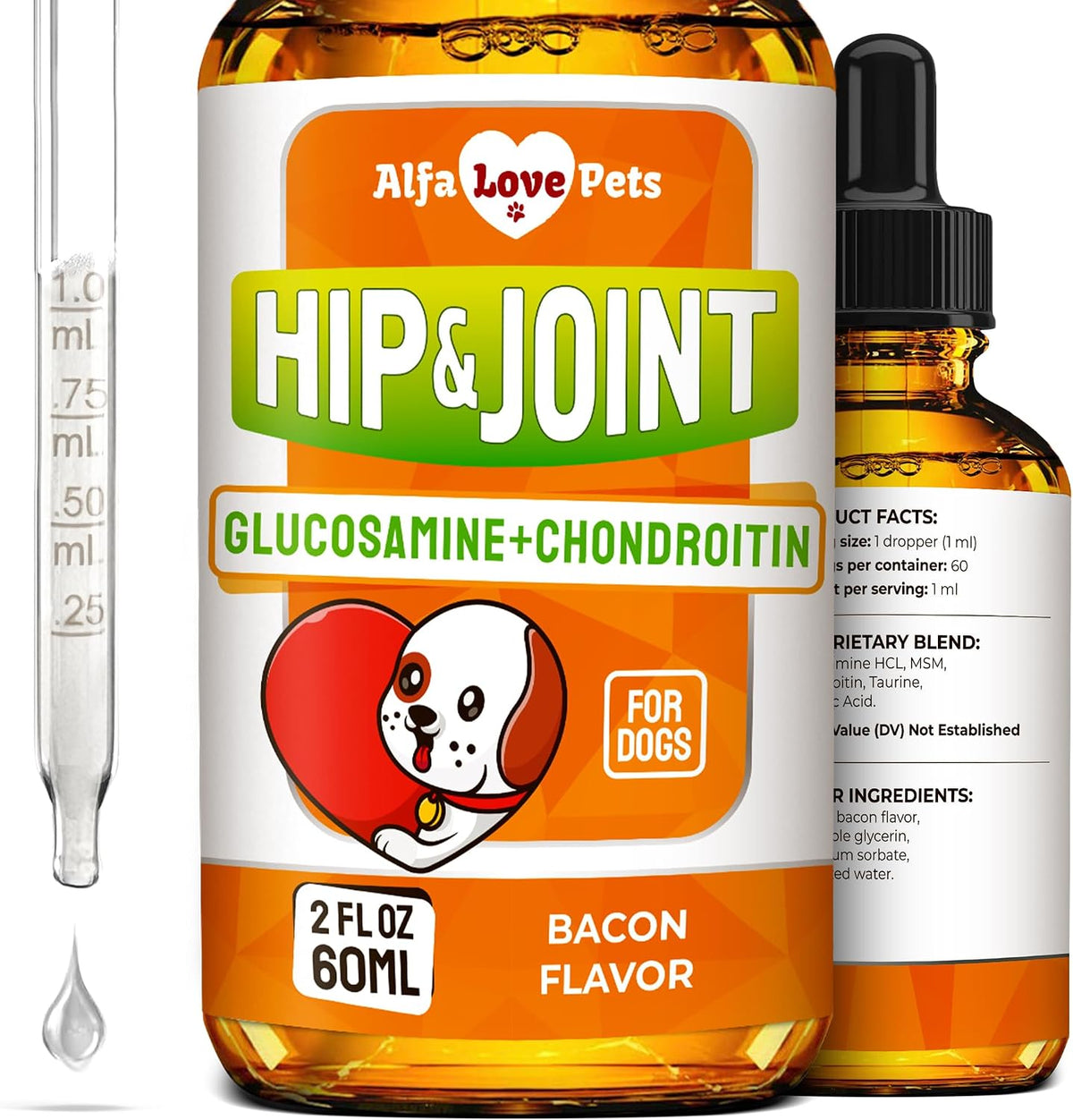 Glucosamine for Dogs + Chondroitinin in Liquid Form – Hip & Joint Supplement for Dogs to Care for Muscular System –