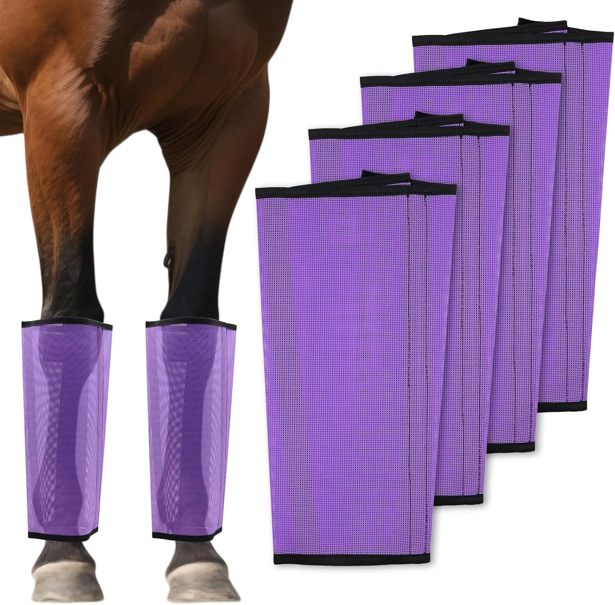 Mesh Horse Fly Boots, Purple, Set of 4