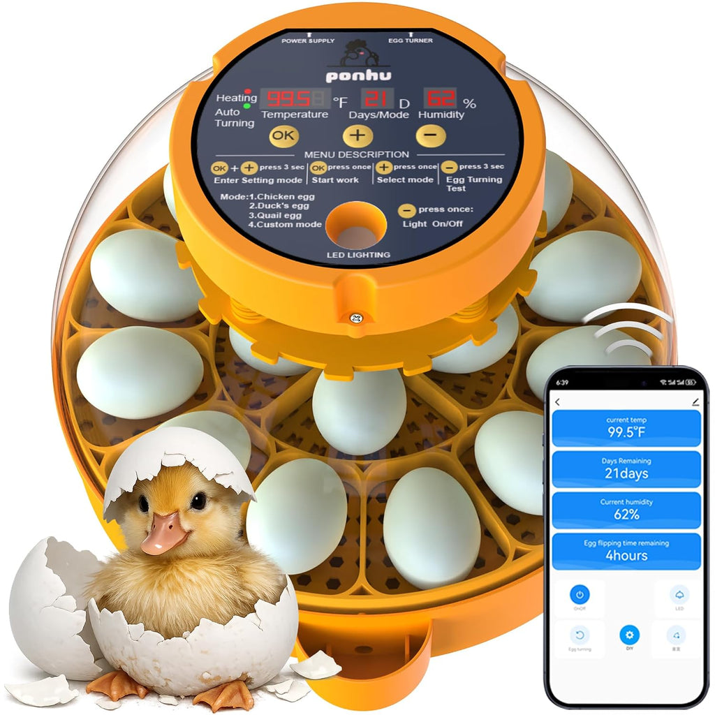 16 Duck Eggs Incubator with Phone App, Automatic Incubator with Custom Mode