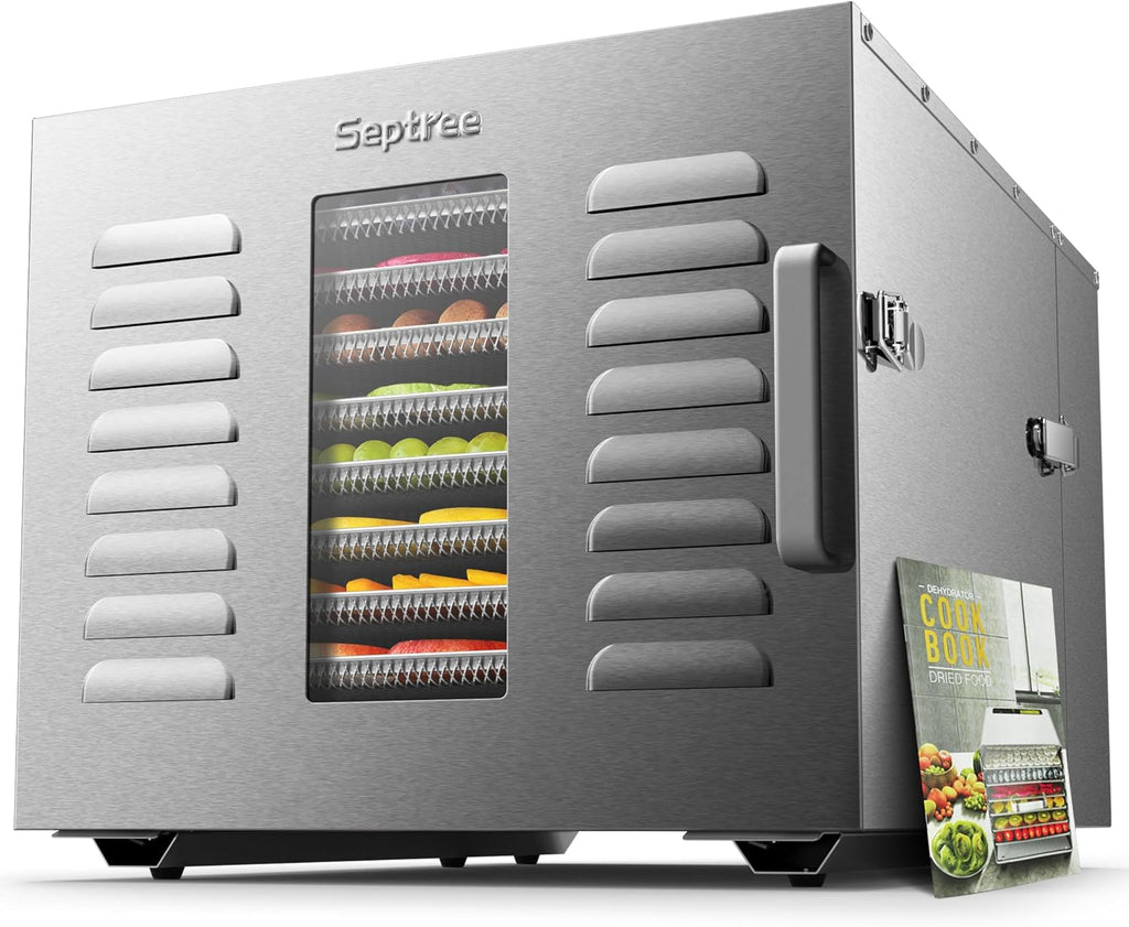 Commercial 10 Trays Food Dehydrator Machine for Jerky and Herbs Usable Area up to 24.65ft² and 194℉ Temperature 1000W