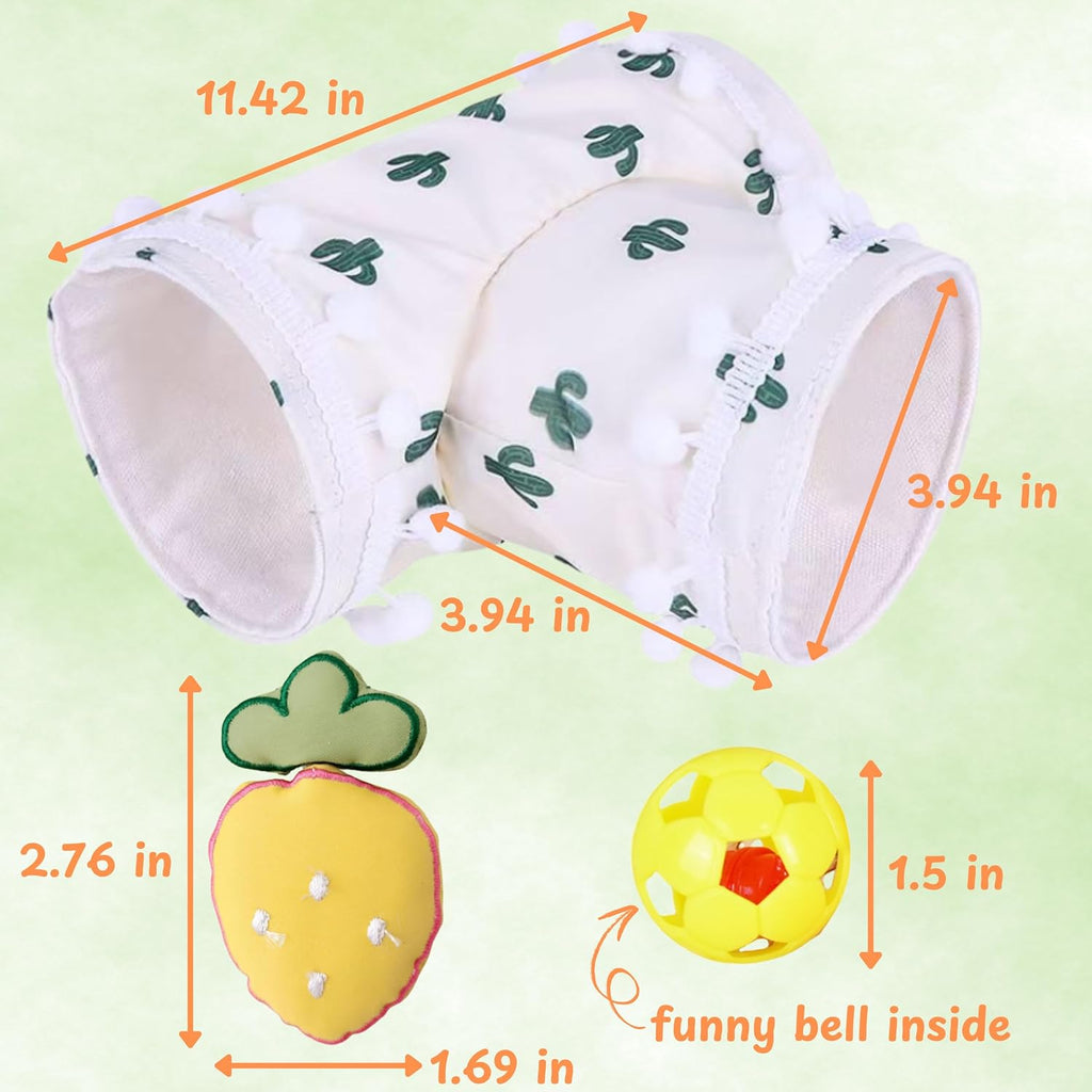 Hedgehog Hideout Tunnels with Bell Ball Toy, Hedgehog Tunnels with 2pcs Toys For Hedgehogs, Small Animal Tunnel Tubes