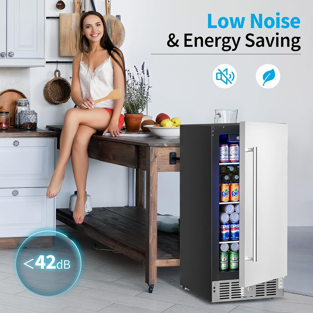 15 Inch Beverage Refrigerator,126 Cans Outdoor Refrigerator