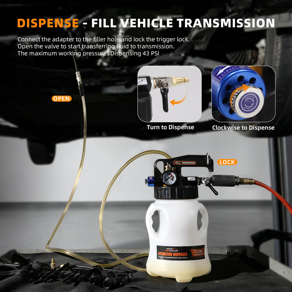 FOUR UNCLES 3L Pneumatic Transmission Fluid Pump with ATF Adapters