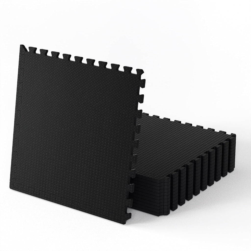 0.56" Thick 48 Sq Ft Rubber-Textured Gym Flooring for Home Gym