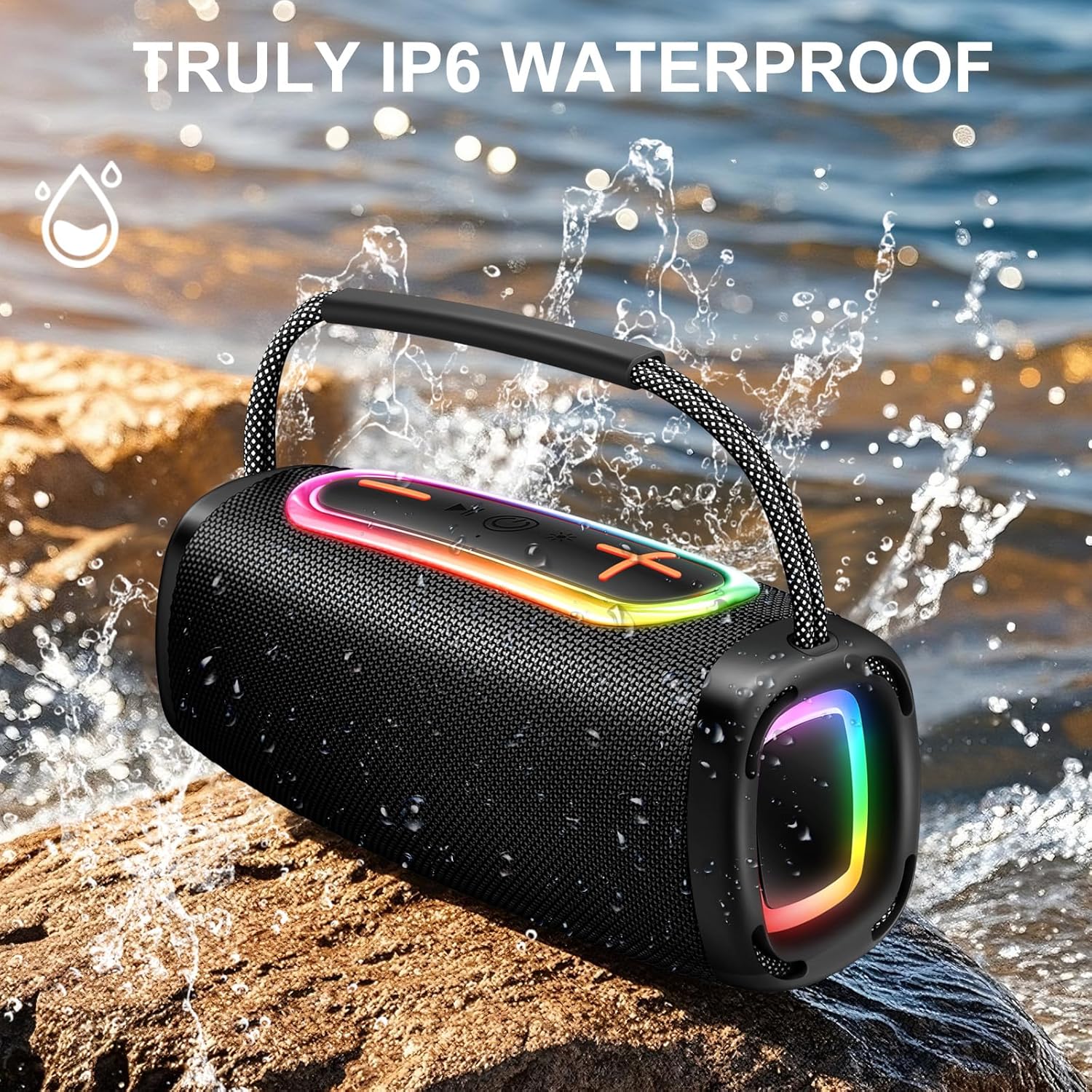 Bluetooth Speaker 60W, 36H Playtime 6000mAh BT5.4 Portable Wireless Speaker with Loud Stereo Sound, IP6 Waterproof