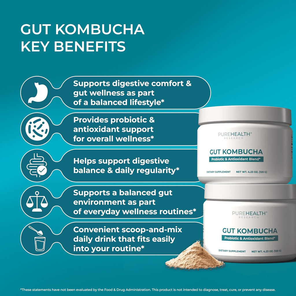 Gut Kombucha - Korean Tea Probiotic Drink | Oolong Tea Flavor Organic Kombucha Powder to Support Healthy Digestion