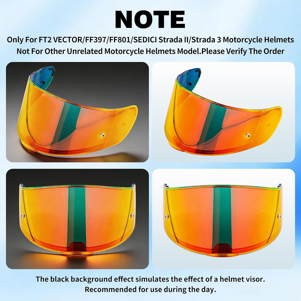 Helmet Visor Shield For SEDICI Strada II/Strada 3/ FT2 VECTOR Helmet | Impact Resistant,UV400 Protection,Motorcycle