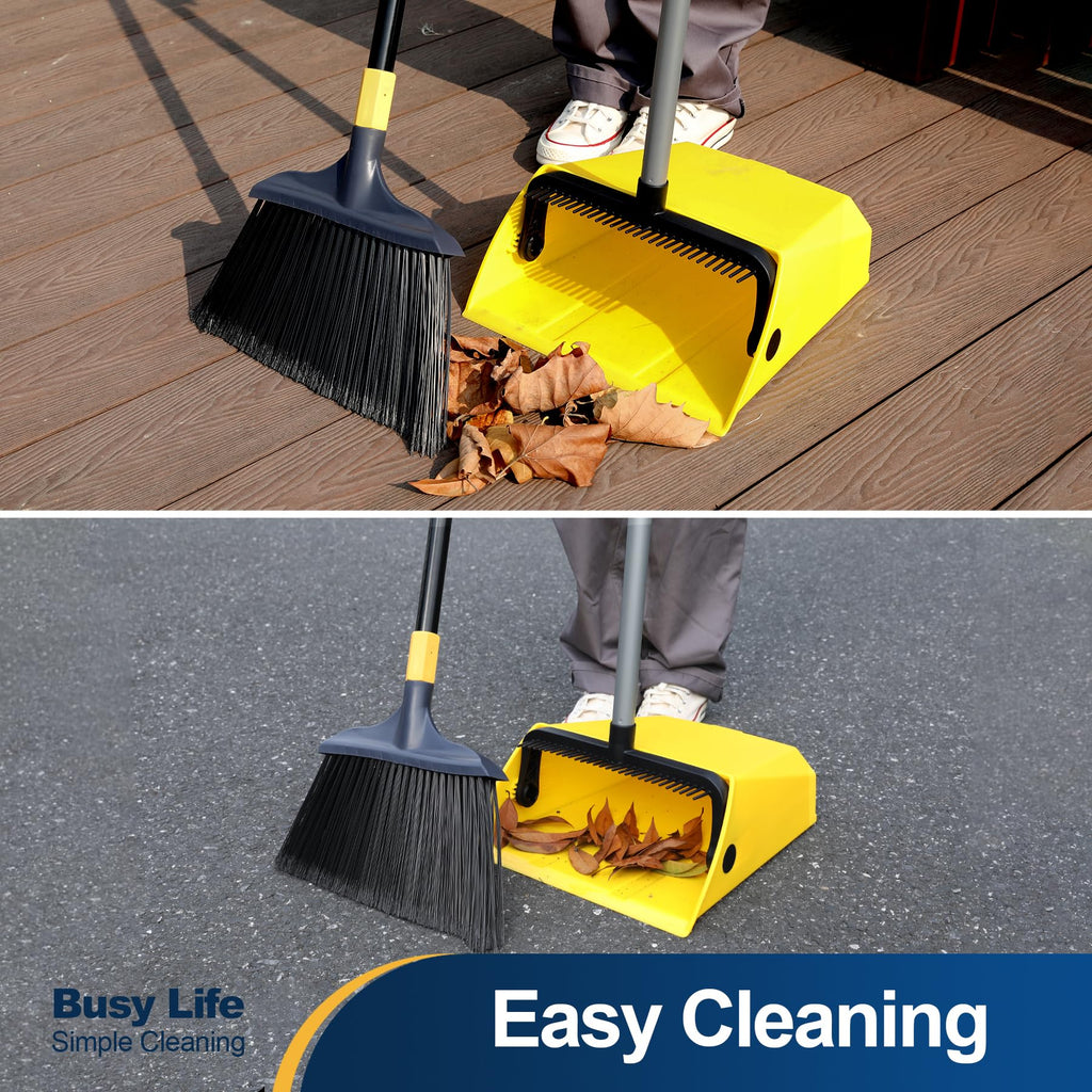 Large Commercial Dustpan with Comb, Upright Heavy Duty Dust Pan